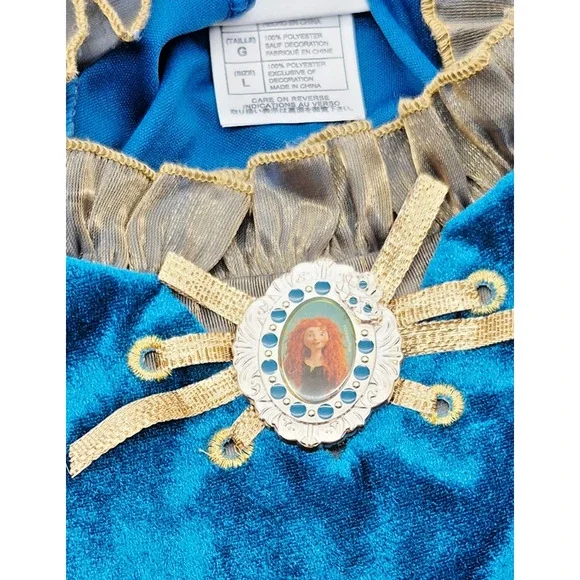 Disney Parks Merida Costume Dress Girls Larges Blue Brave Princess Halloween - Picture 6 of 9